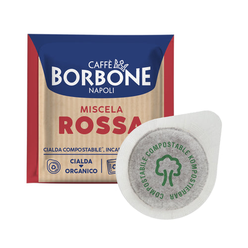 Cialda ESE 44 mm Caffè Borbone Miscela Rossa: la busta e la cialda in carta filtro